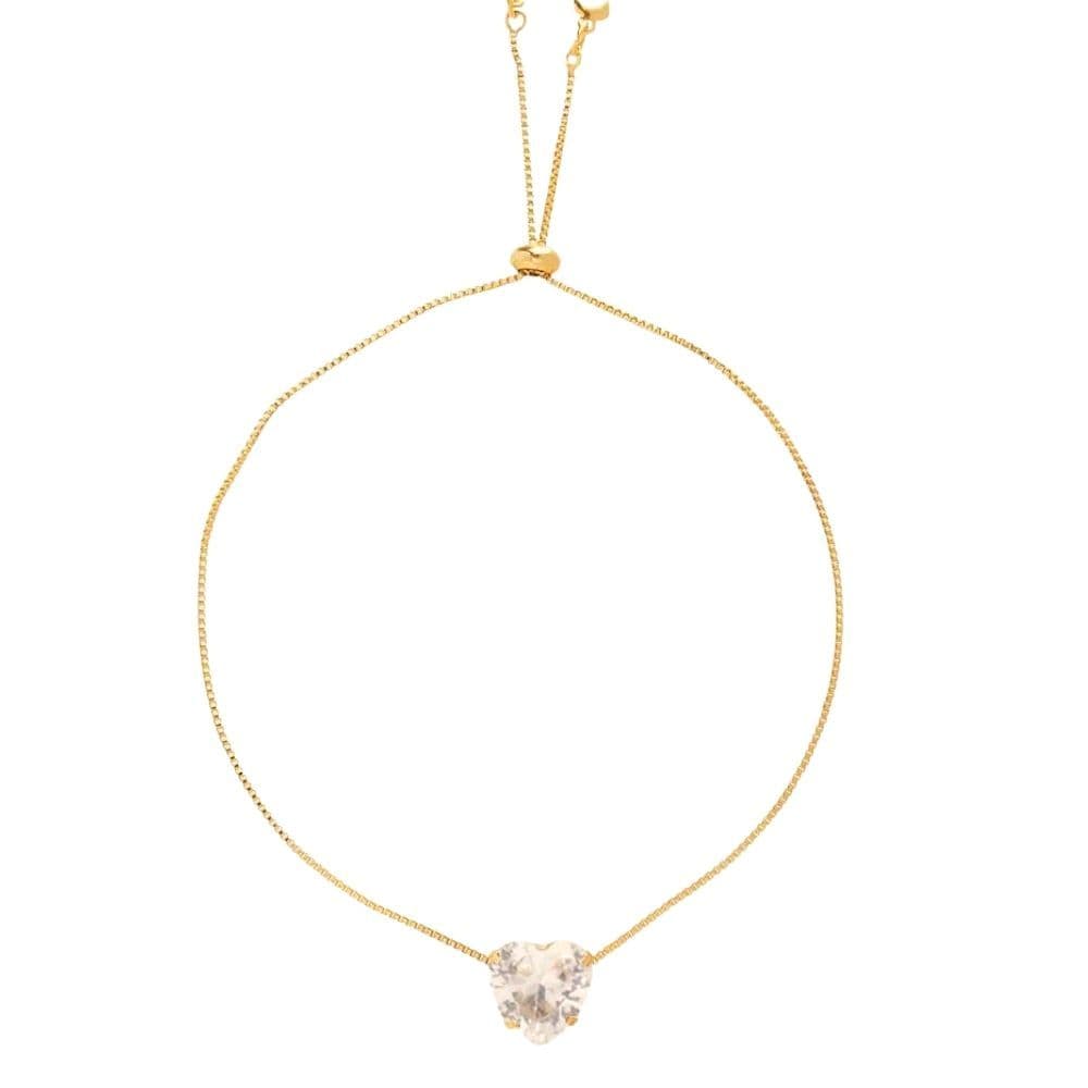Pulseira Gravatinha Pedra Cristal Folheado A Ouro 18k