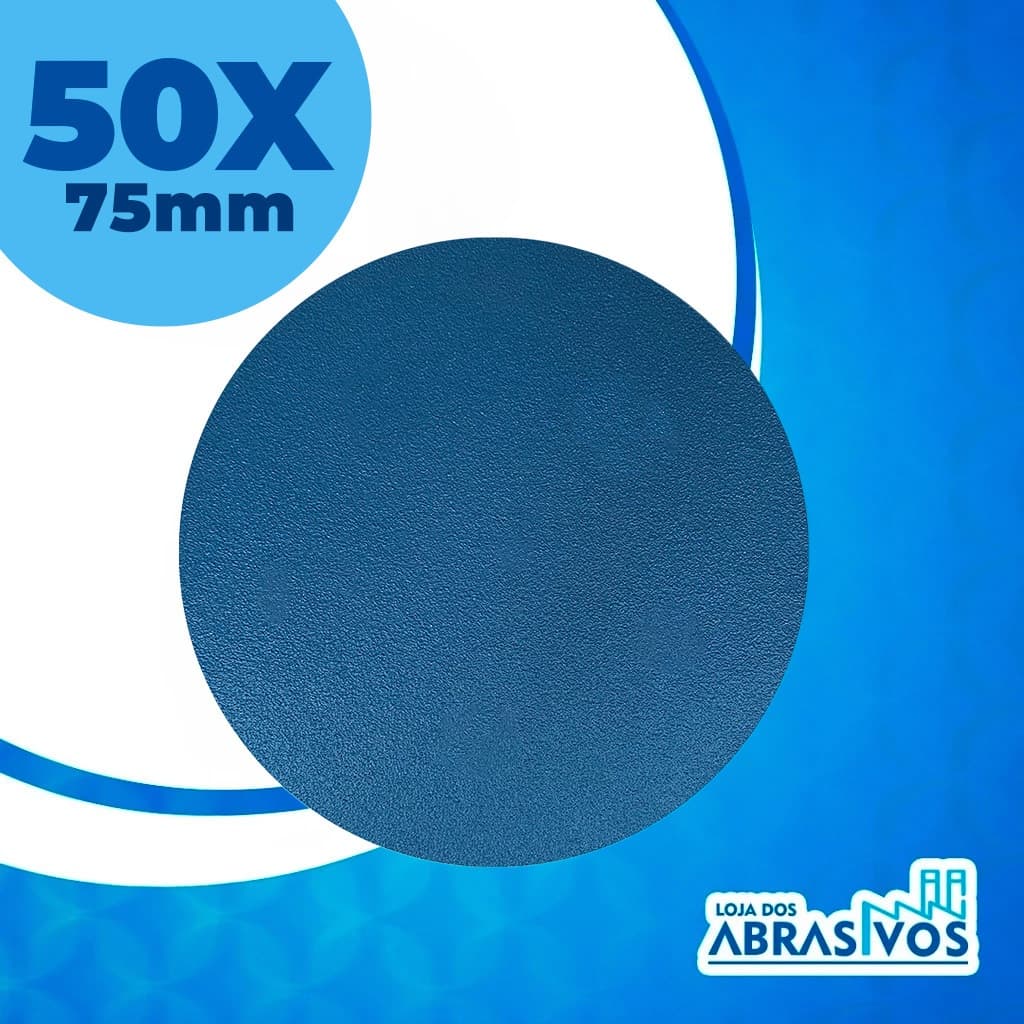 Kit 50 Discos Lixa Hookit Velcro 3 Pol. Sem furo - 75mm - Disco para Lanternagem (faróis) , Madeira, Metais ou Funilaria