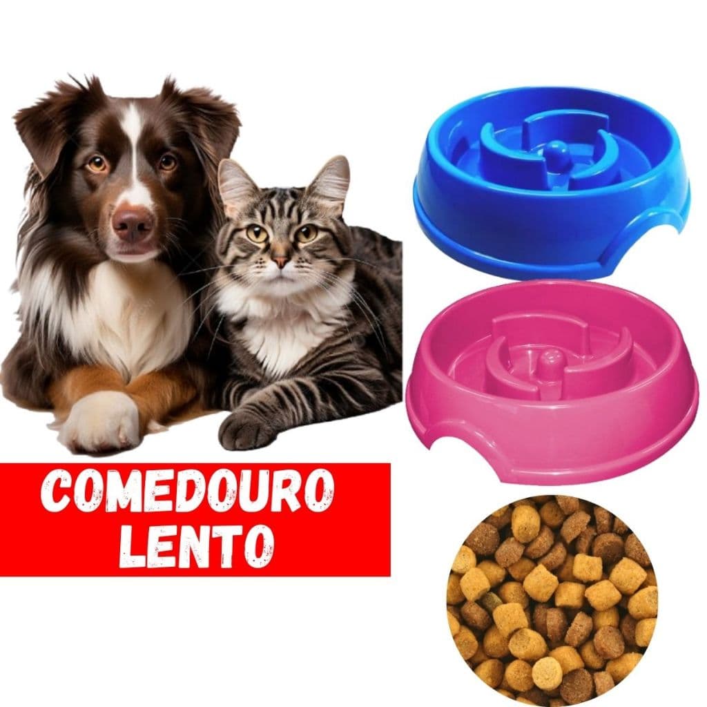 Comedouro Lento Caes Cachorros Light Gato Interativo Educador Pet Anti-Stress Obesidade Guloso Obstáculos