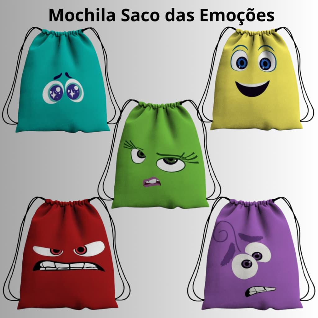 Mochila Saco Estampada Unissex - Coleção Emoções, Leve e Prática para Esporte, Academia e Passeio