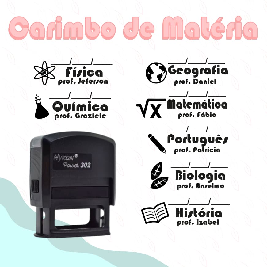 Carimbo Automático Personalizados para Professores | Nykon 302 38x14mm