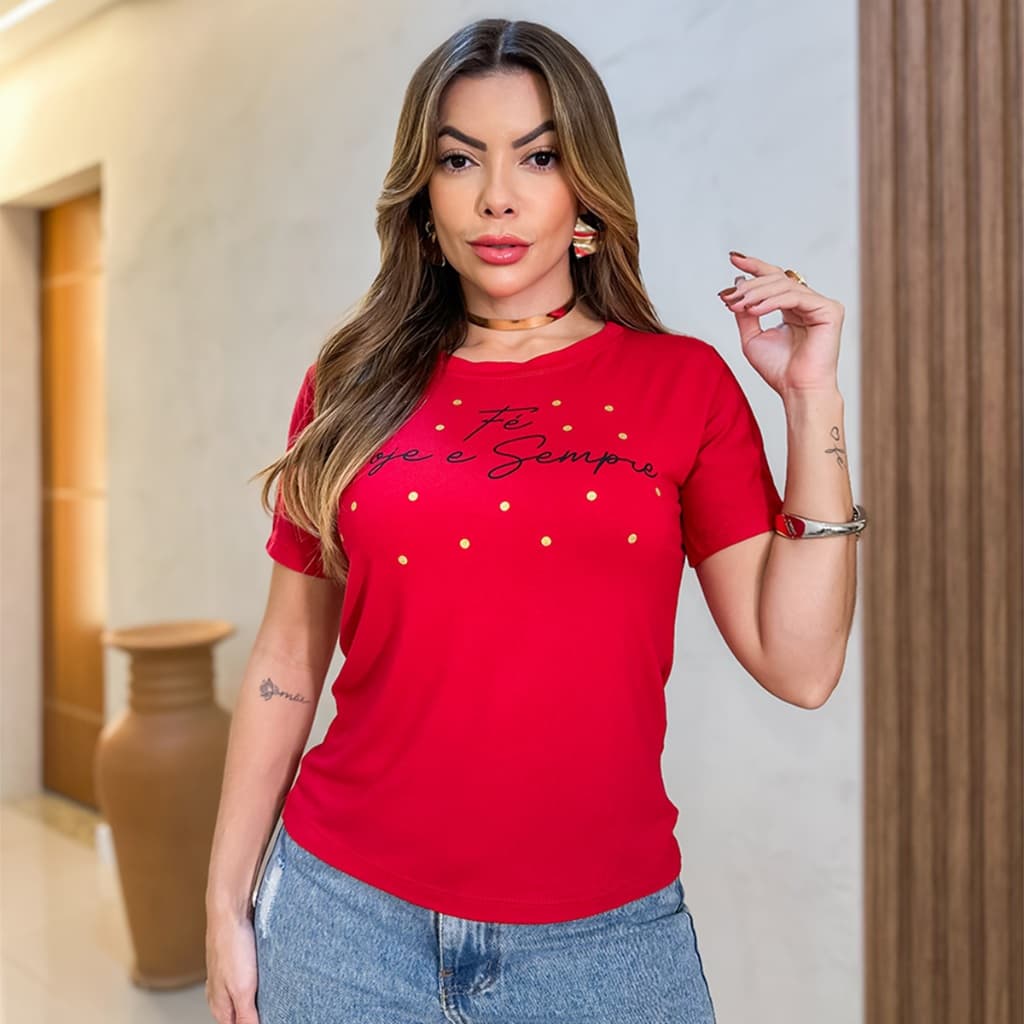 Camiseta T-shirt Feminina Estampada Fé Hoje e Sempre