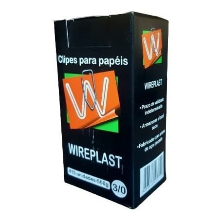 Clips para Papel 3/0 Wireplast - Cx. Com 415 unidades de Clips Galvanizado