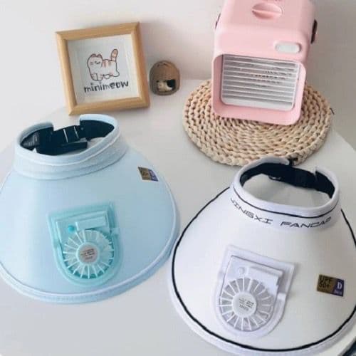 Chapéu Viseira Com Ventilador Elétrico Sol Verão Praia 3 velocidades Para Pesca E Caminhadas PRETO-BEGE-BRANCO
