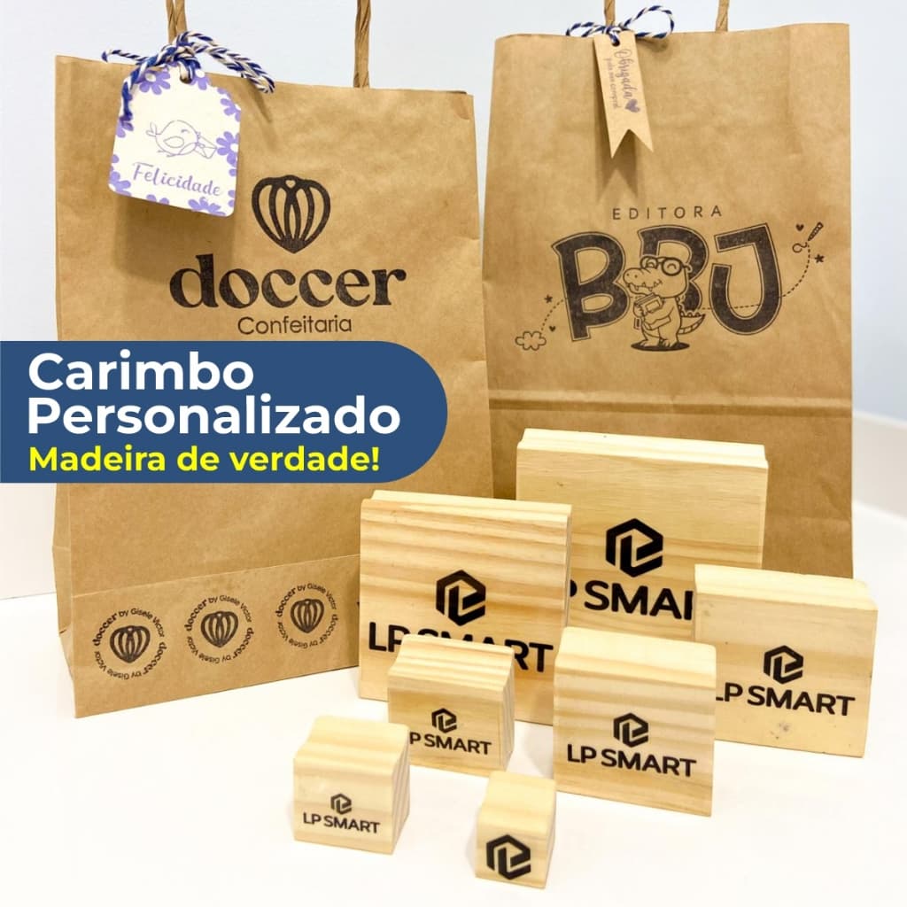 Carimbo Personalizado para Sacolas Kraft, Caixas e Embalagens