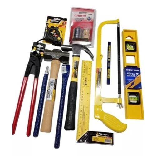 Kit 11 Pçs Ferramentas Nivel Marreta Serra Prumo