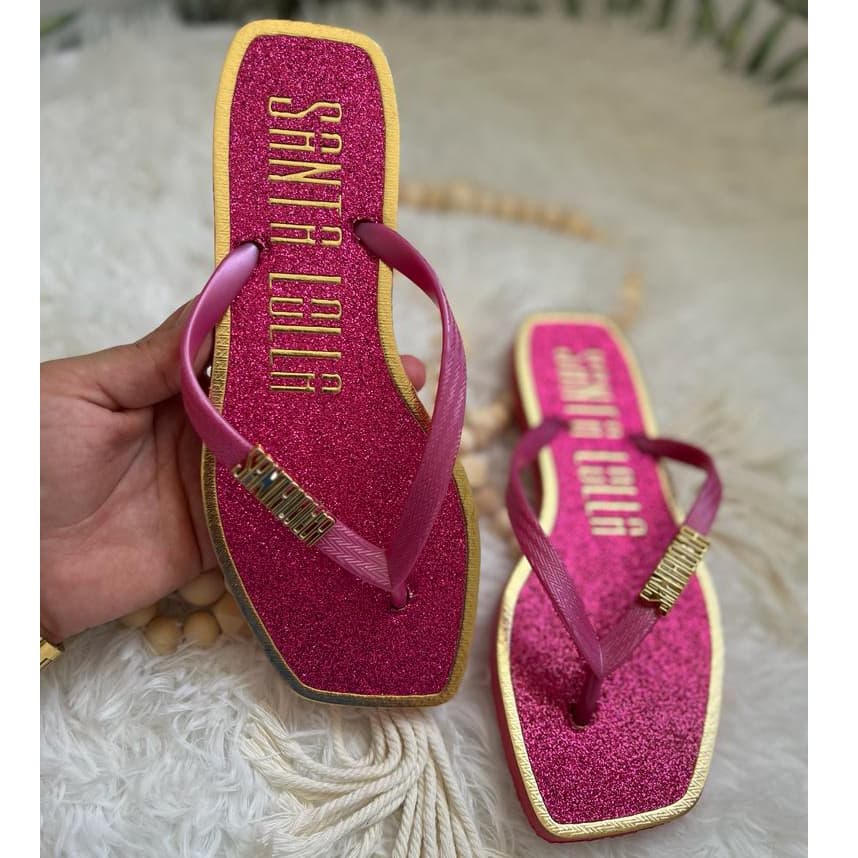 chinelo feminino de dedo, rasterinha com  gliter lançamento verão
