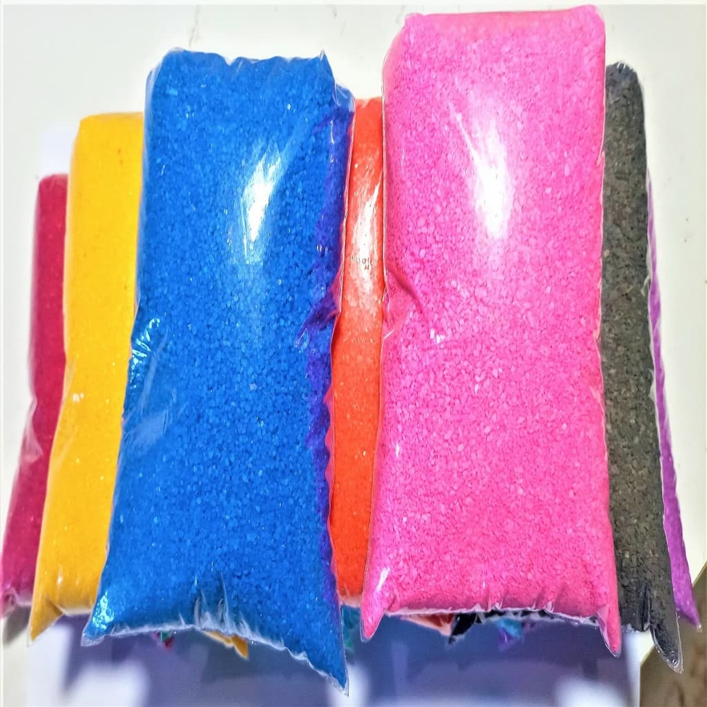 Areia Colorida Escolar Quartzo Infantil 500 Gramas 9 Pacotes. festa decoração brincadeira artesanato