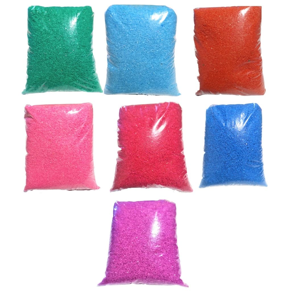 Areia Colorida Escolar Quartzo Infantil 500g 7 Pct 7 cor artesanato escultura decoração brincadeiras