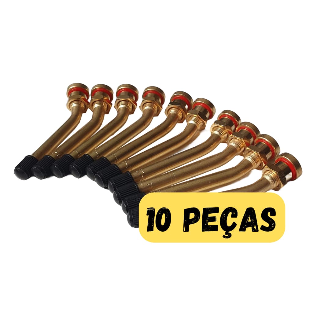 Bico Válvula S/cam Roda Disco Veiculos Pesados 34561 Latão Mais Resistente 90mm 10Un Uso Profissional Vedação Segura