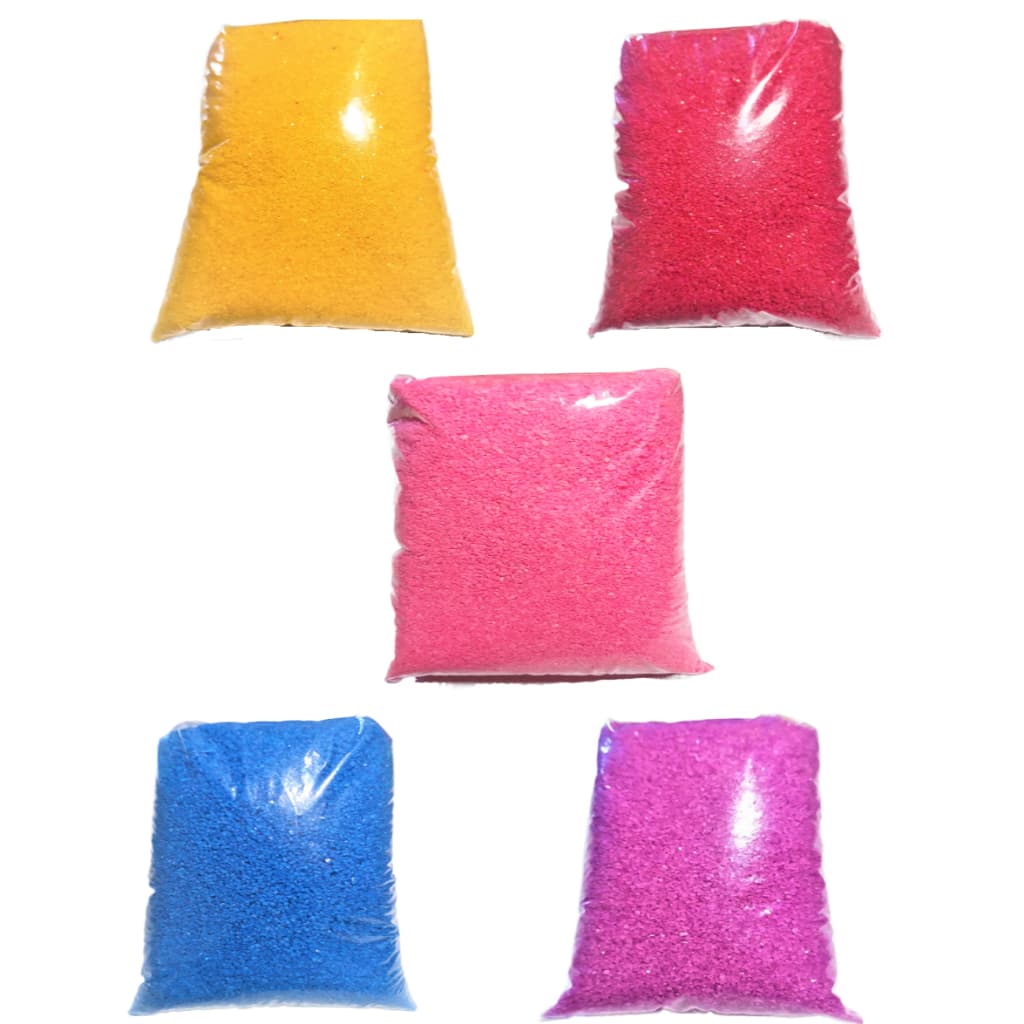 Areia Colorida Escolar Quartzo Infantil 500 Grama 5 Pct 5 cor festa decoração brincadeira artesanato