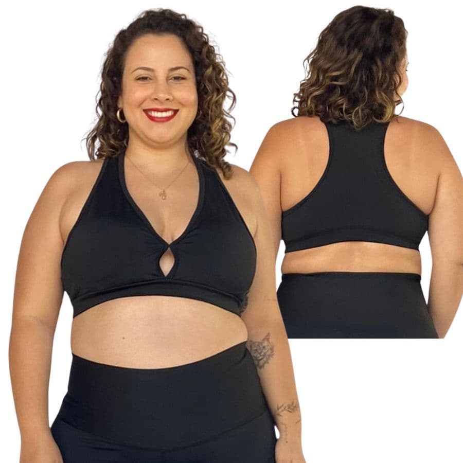 Top Nadador Fitness Plus Size Feminino Academia com Bojo Não Quebra Alta Sustentação Curve
