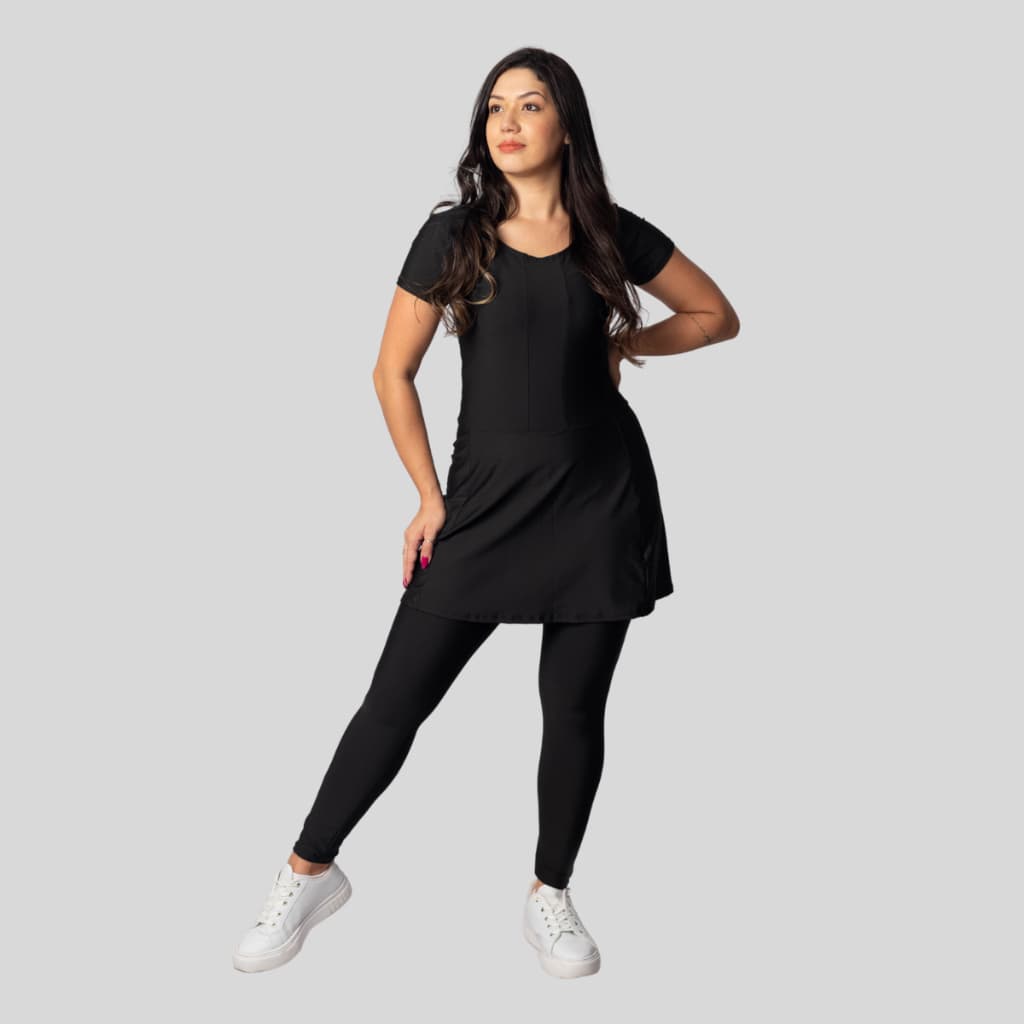 Macacão Fitness Moda Evangelica Com Bolso Cristã Modesto Academia