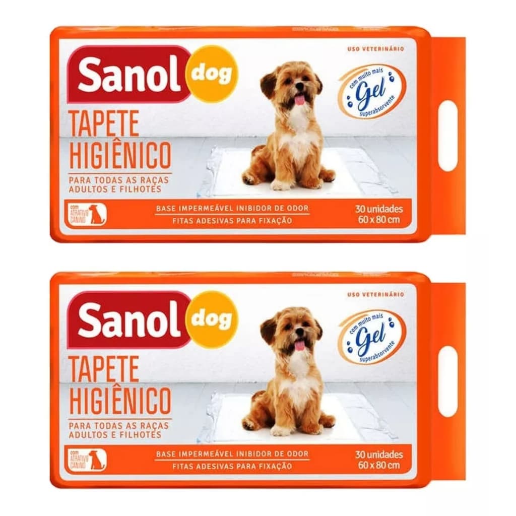 Kit com 2 Tapetes Higiênicos Sanol com 30 Unidades para Cães