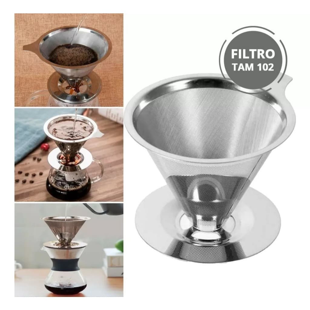 Filtro De Café 102 Inox - Coador de Café Grande Sem Uso De Papel -