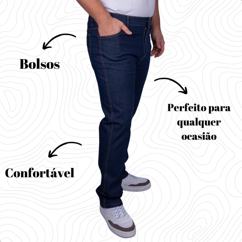 Calça Country Masculina Jeans Plus Size para Trabalho Com Elastano Básico