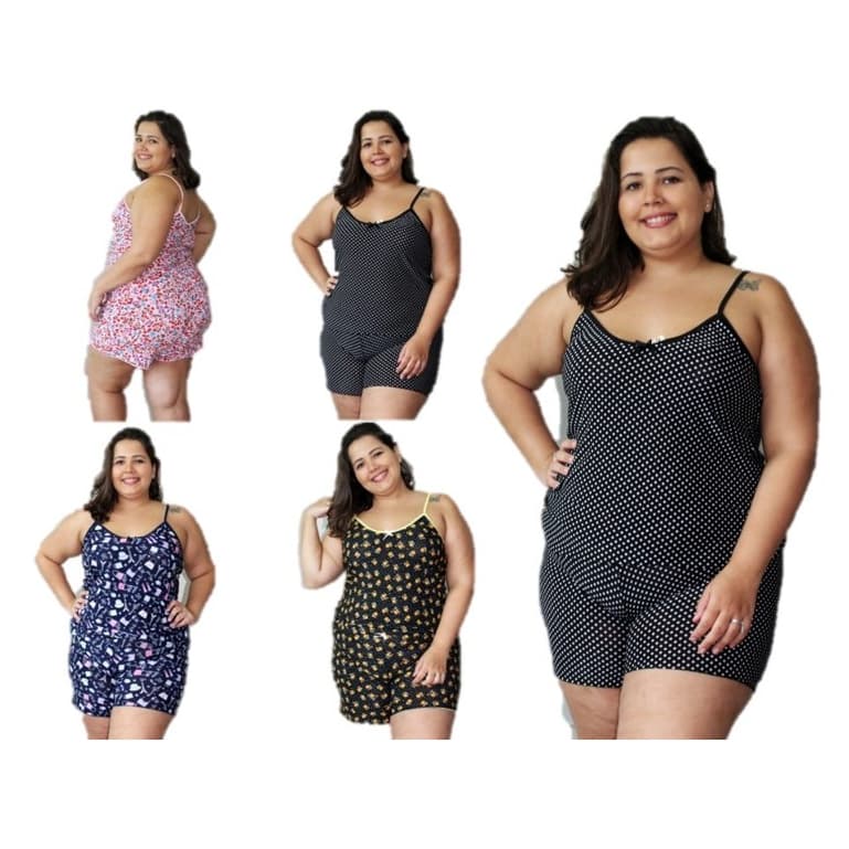 Kit Com 3 Baby Doll Conjunto Plus Size Pijamas Alcinha Regata Verao Promocao Discrettus