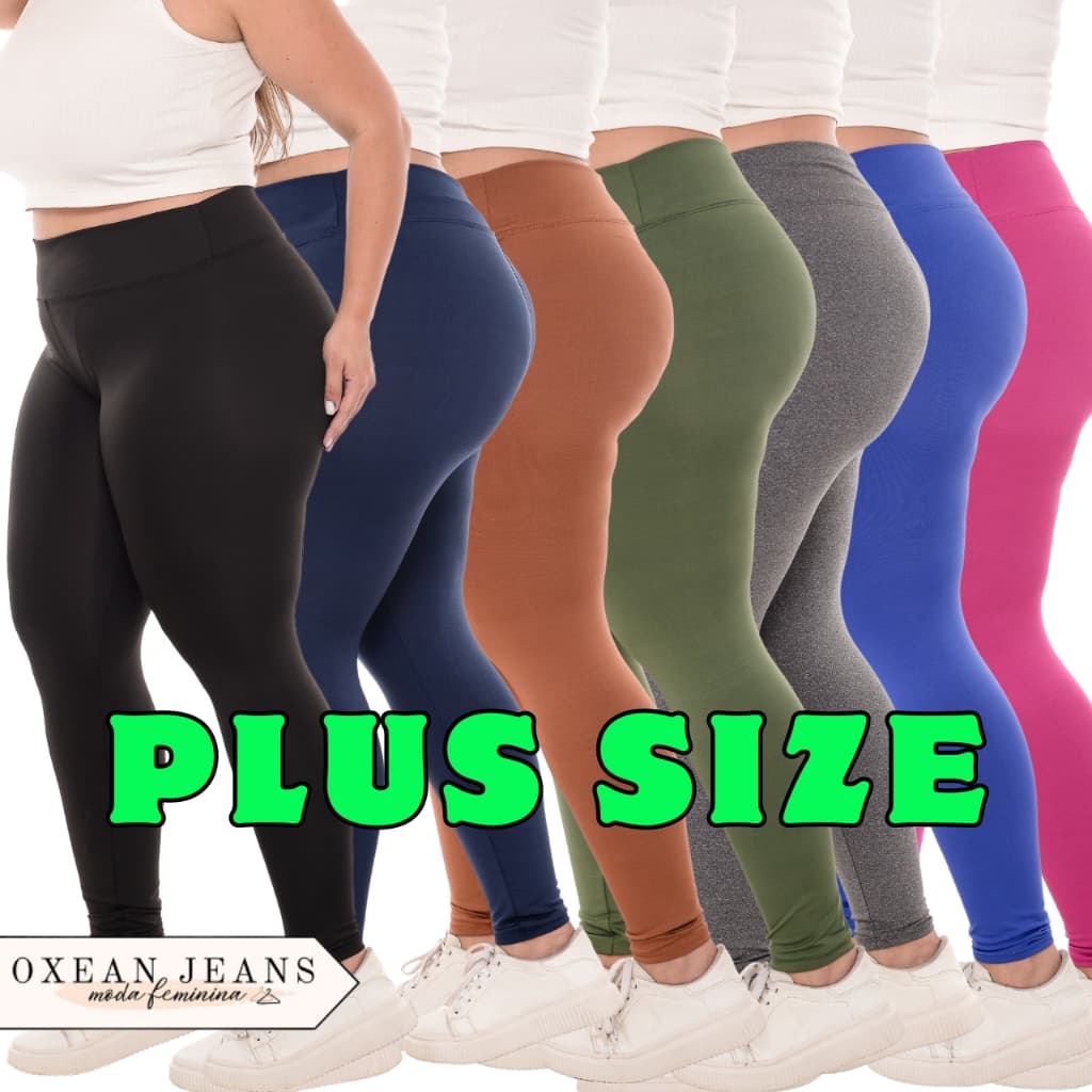 Calça Legging Plus Size Leg Suplex Grossa Zero Transparência Costura Reforçada Cintura Alta