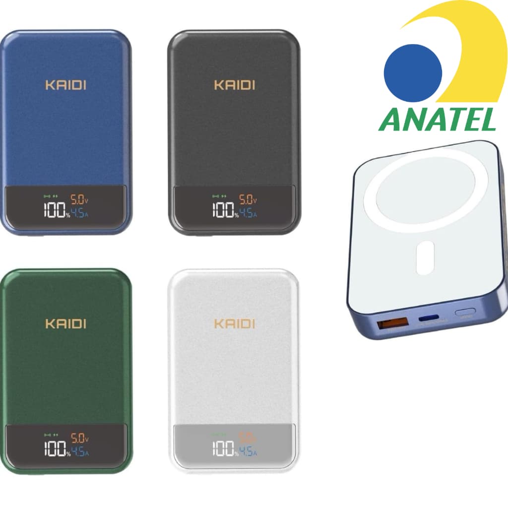 Power Bank Indução Magnético 10000mAh/5000mAh Magsafe Kaidi KD-998/KD-995