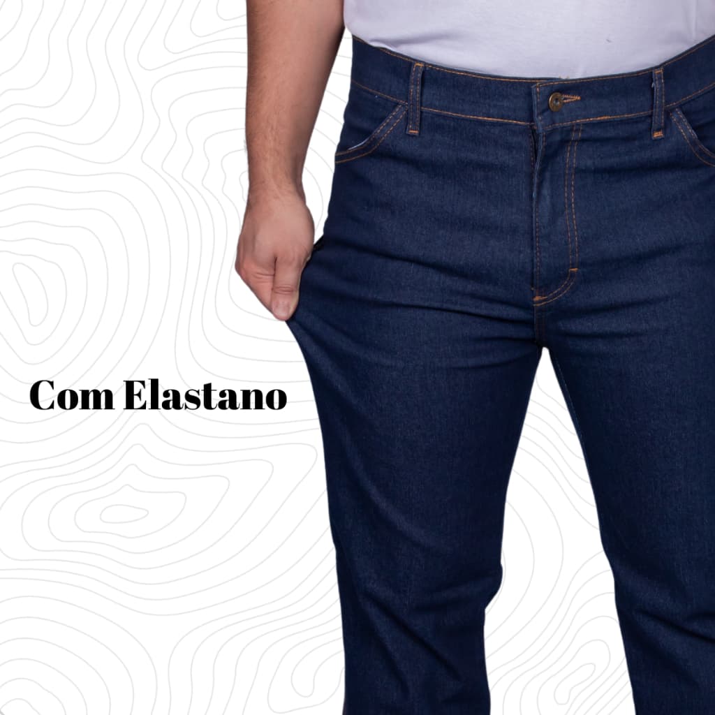 Calça Country Jeans Plus Size Masculina Tradicional de Trabalho Básico Com Elastano
