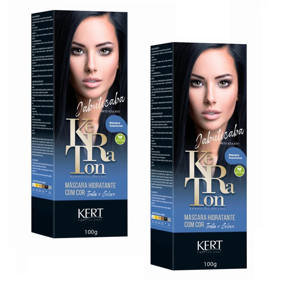 Kit 2 Tonalizante Keraton Banho de Brilho Jabuticaba Preto Azulado Kert - 100g