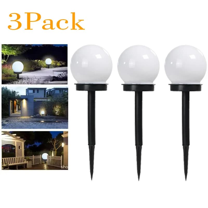 3 Pçs Luzes Solar lâmpada LED, impermeável, ao ar livre, jardim, rua, luzes de bola, gramado quintal