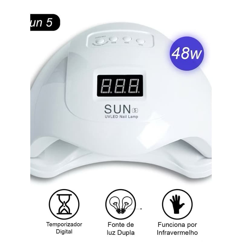 Cabine Sun 5 Led 48w Polygel Poligel Alongamento Molde F1 Cabine Unhas Super Promoção - ENVIO IMEDIATO