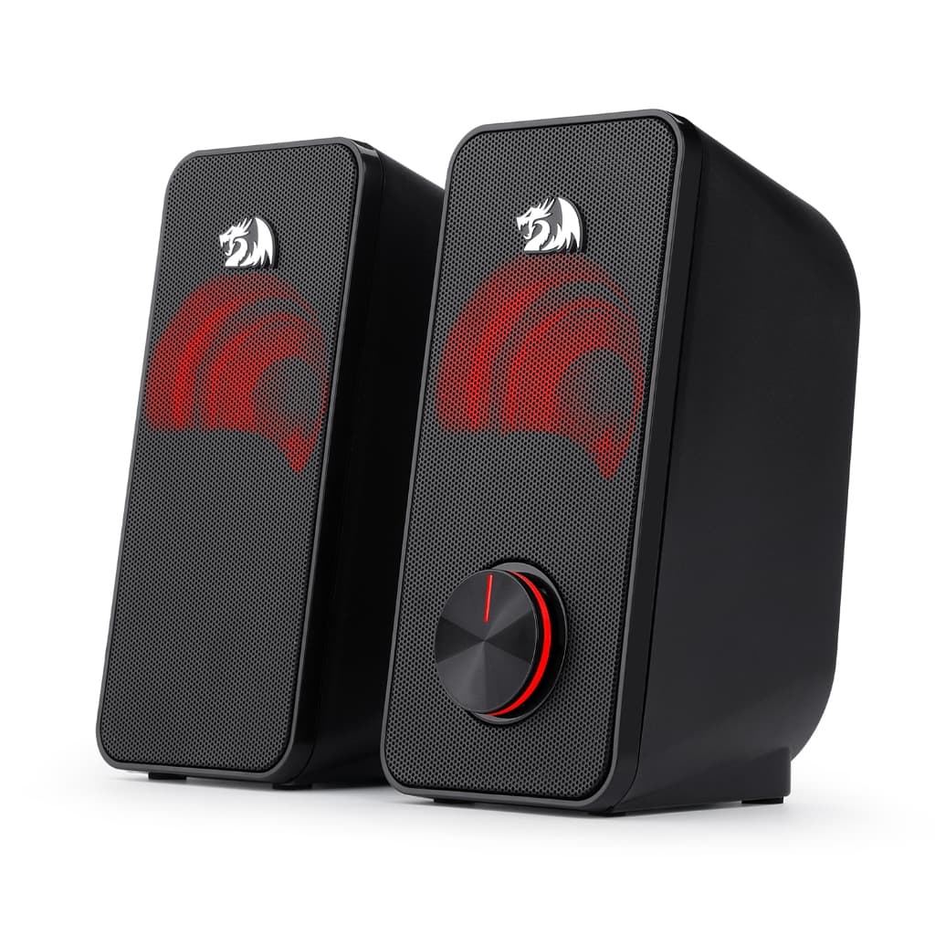 Caixa De Som Gamer Redragon Stentor Stereo 2.0 GS500 5w Led Cor Preto
