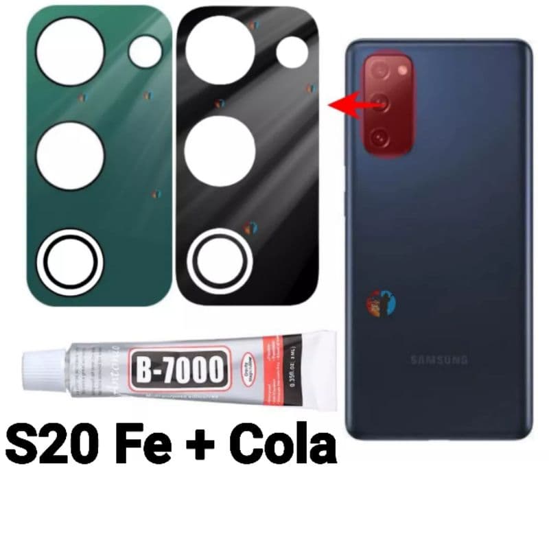 Lente da Camera Para Galaxy S20 Fe + Cola B7000 3ml IP 65 Vidro da Câmera Traseira Vidrinho S20 Fe + Cola B7000 3ML