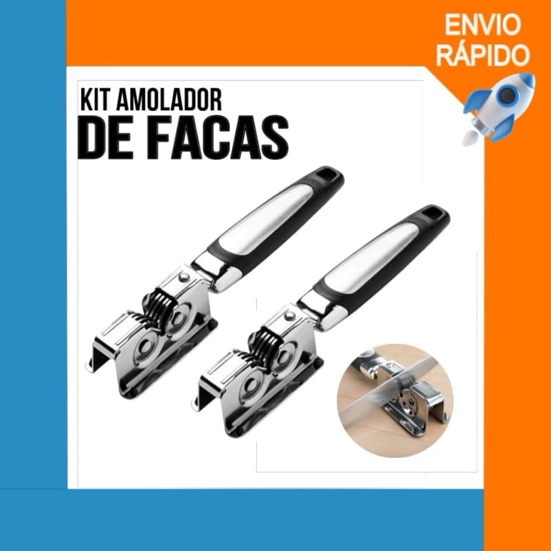 Kit 2 Amolador Afiador De Facas Em Aço Inox Profissional Com 3 Afiadores Profissional