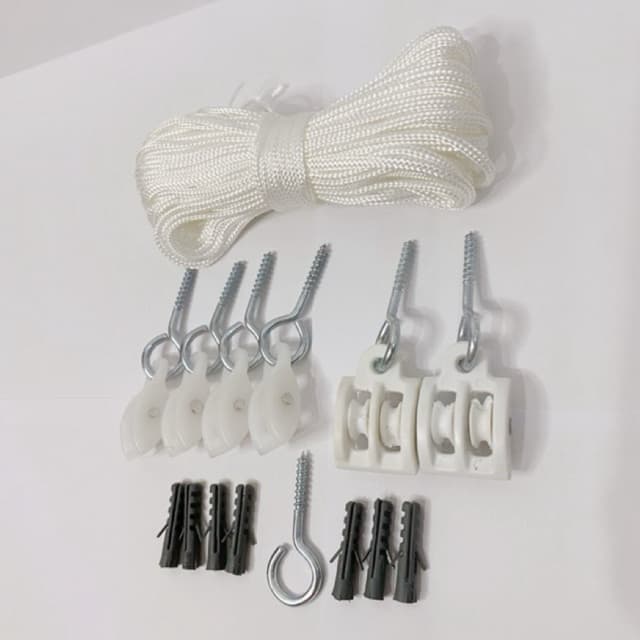 Kit Corda De Varal Pvc Para Secadores de Teto Roldana com 2 Carretilha Invisivel Dupla e 4 Simples