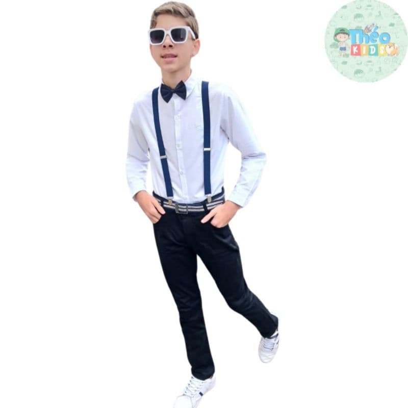 Conjunto Pajem  Camisa  Calça  Suspensório e Gravata Borboleta . 0  ao 16