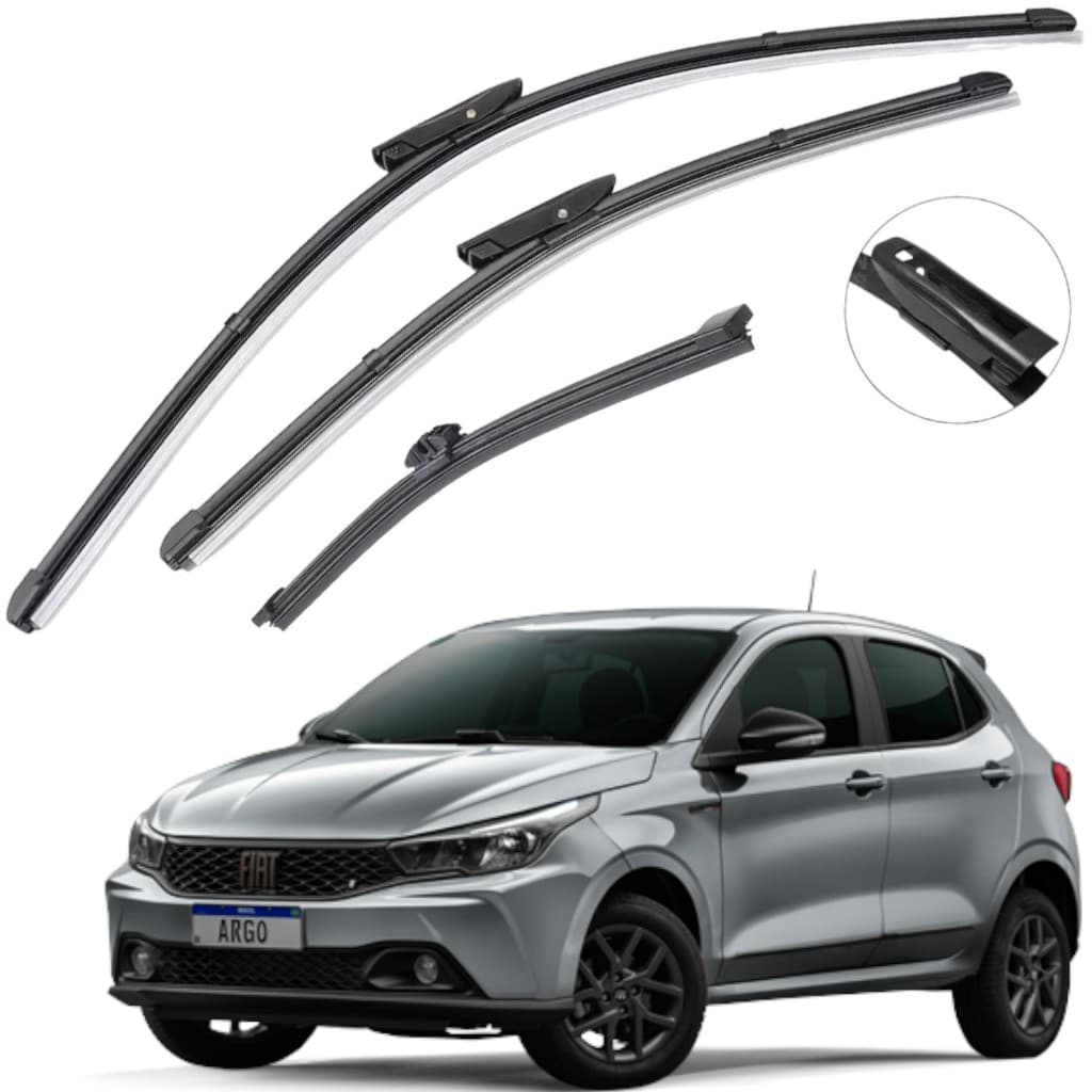Kit Palheta Limpador Parabrisa Chuva Silicone Para Fiat Argo 2018 2019 2020 2021 2022 2023 2024 2025