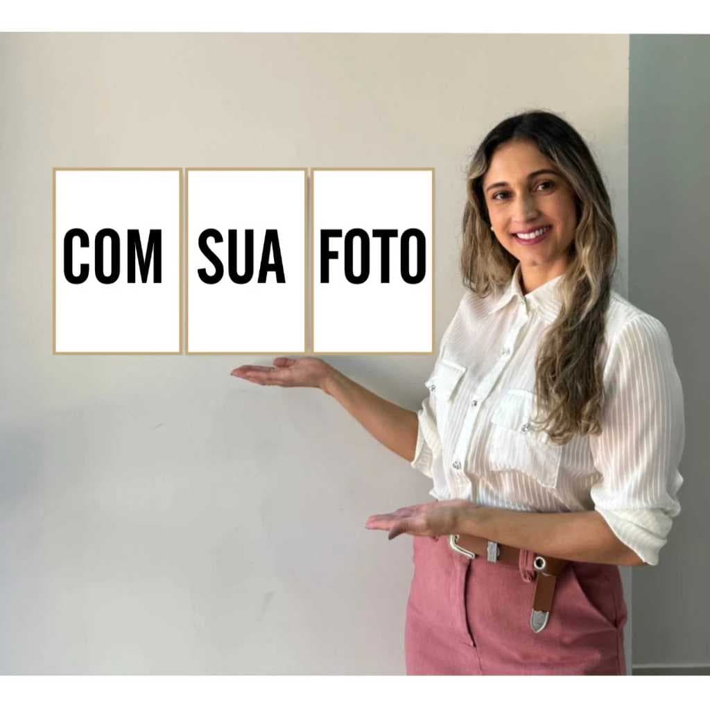 Quadro Decorativo 3 Peças 20x30cm Personalizado Com Moldura