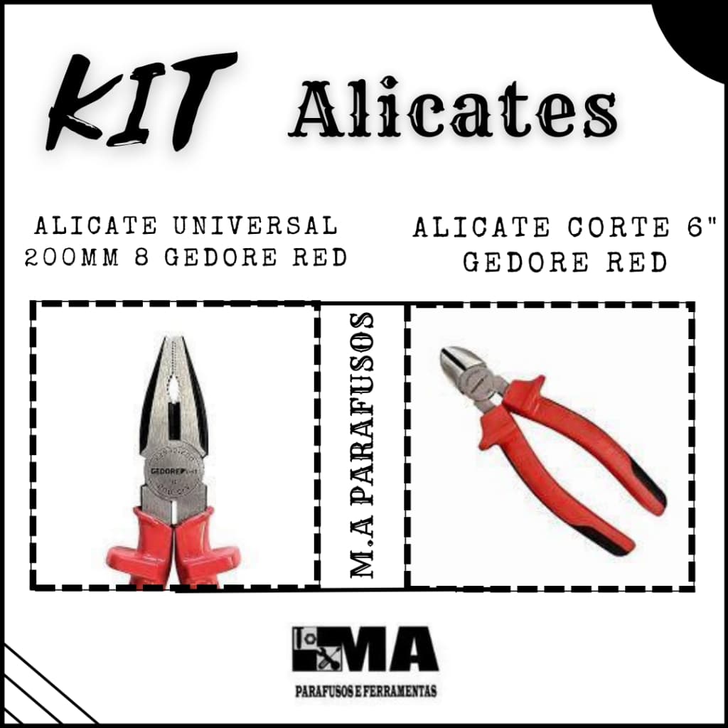 KIT //-// ALICATE UNIVERSAL 200MM 8 GEDORE RED //-// ALICATE CORTE 6"  GEDORE RED