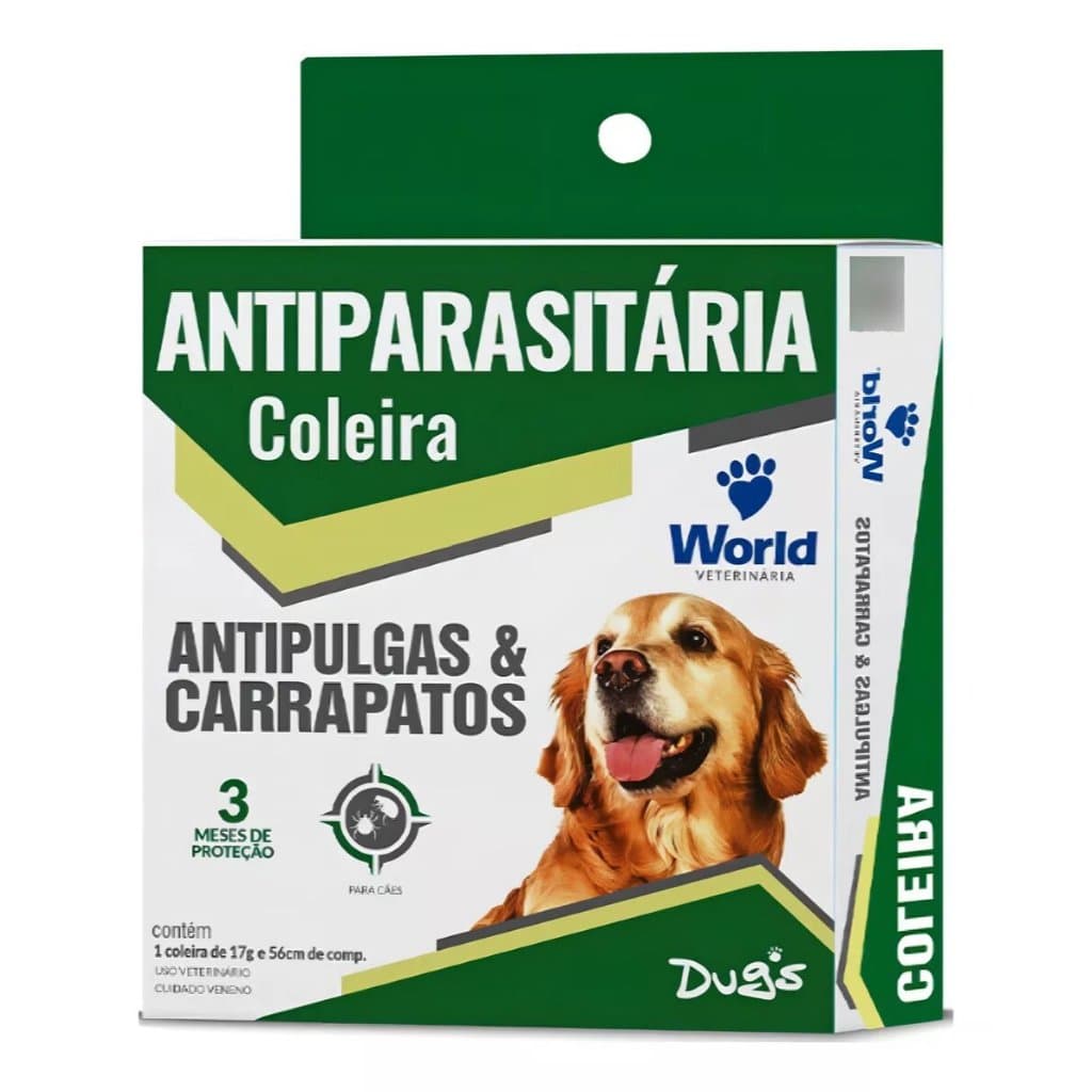 Coleira Para Cães Anti Pulgas E Carrapatos Grande 56cm Dugs 17g