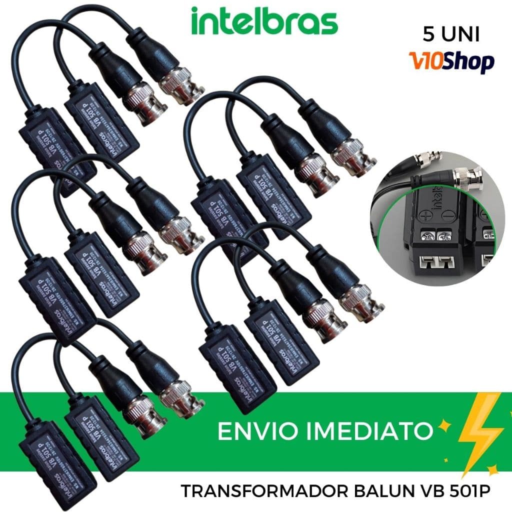 5 Conversor Transformador Balun Passivo Video Intelbras Vb 501 P Camera Analógica, HD, Full HD e 4K