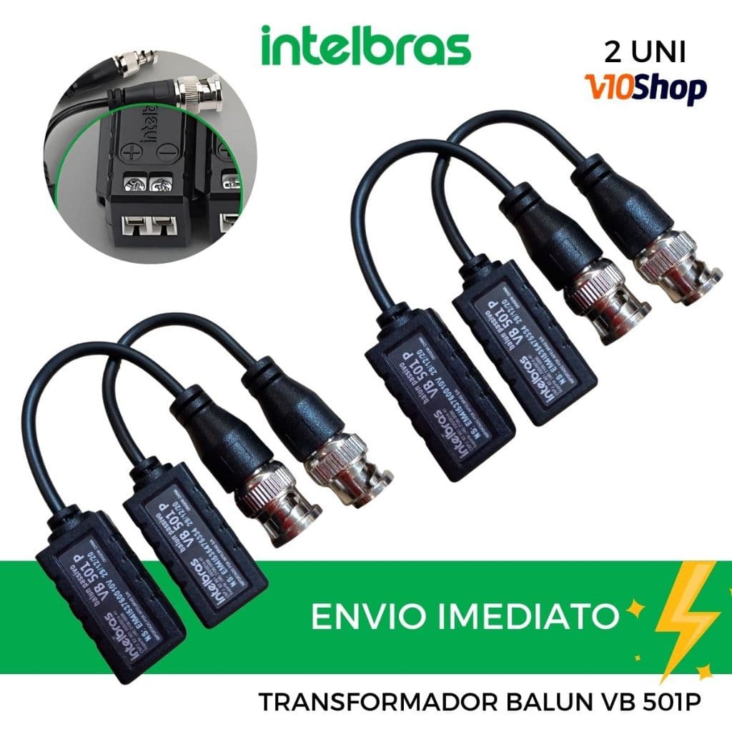 2 Conversor Transformador Balun Passivo Video Intelbras Vb 501 P Camera Analógica, HD, Full HD e 4K