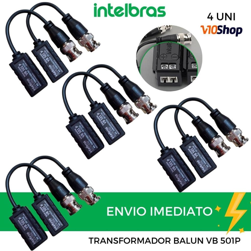 4 Conversor Transformador Balun Passivo Video Intelbras Vb 501 P Camera Analógica, HD, Full HD e 4K