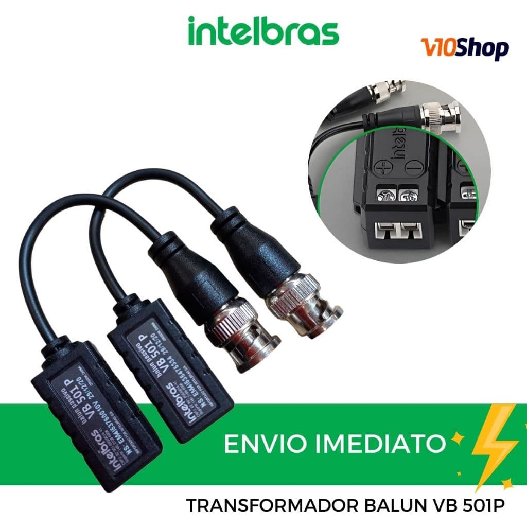 Conversor Transformador Balun Passivo Video Intelbras Vb 501 P Cameras Analógicas, HD, Full HD e 4K