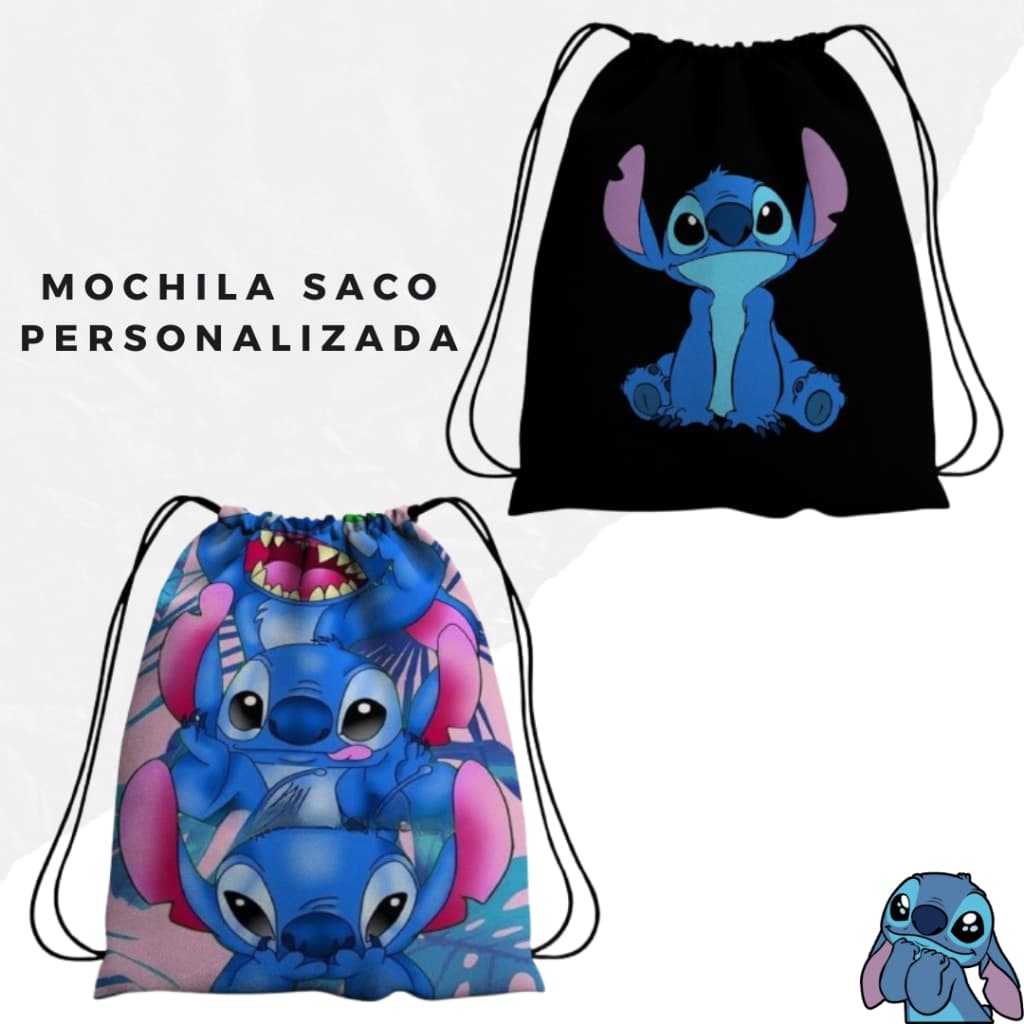 Mochila Saco De Poliester do  Stitch Bolsa Personalizada - Leve, Prática, Ideal para Escola, Passeio, Academia e Lazer