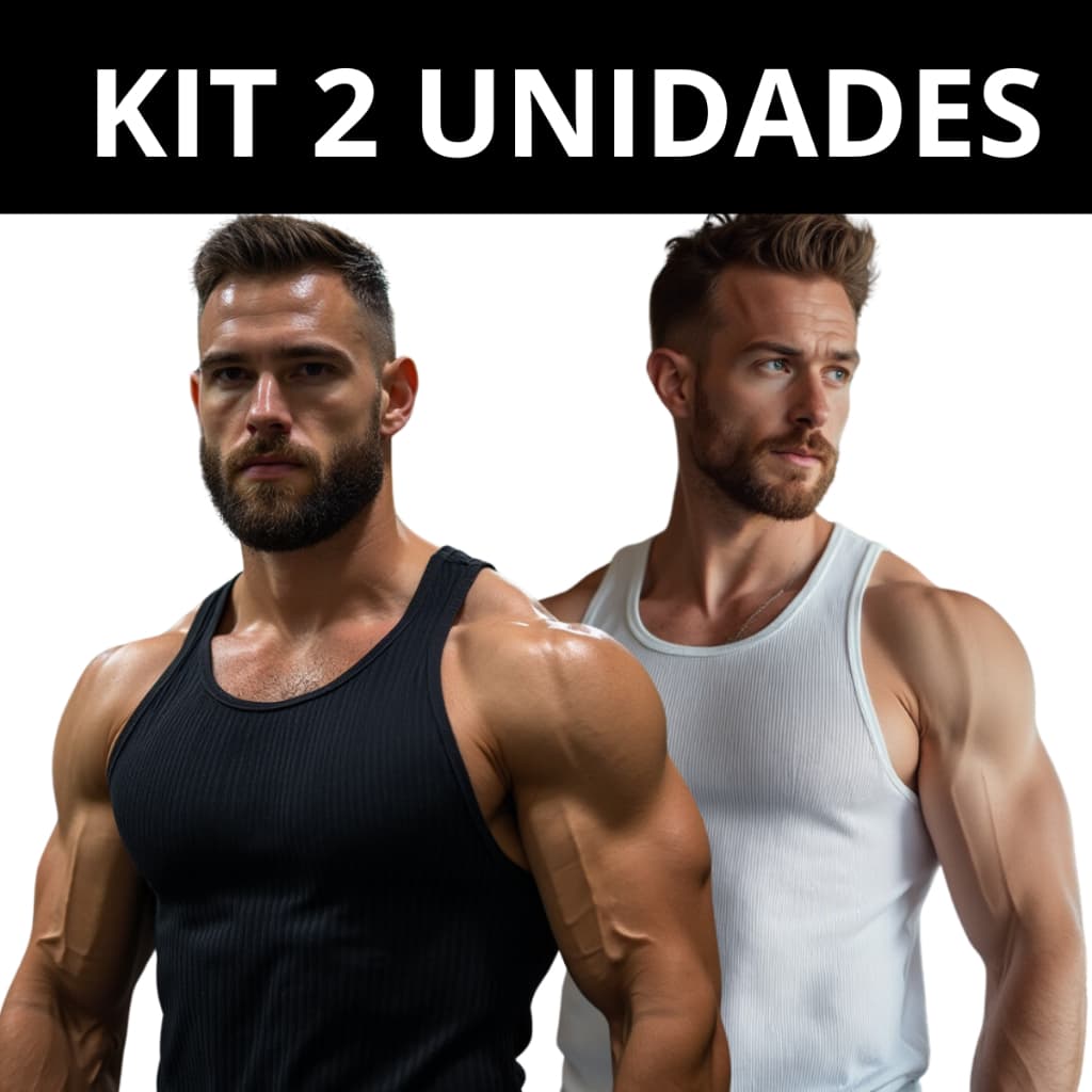 Kit com 2 regatas caneladas masculinas americanas academia