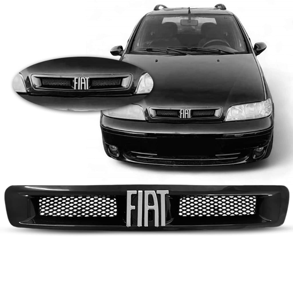 Grade Radiador Frontal Letreiro Fiat Cromado Palio Siena Strada Fire G2 Ano 2001 2002 2003 2004