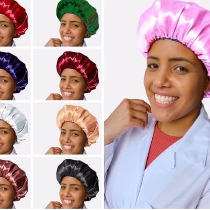 Touca de Cetim Antifrizz Dupla Face Regulagem Cetim Alto Brilho Ideal Para Umectação