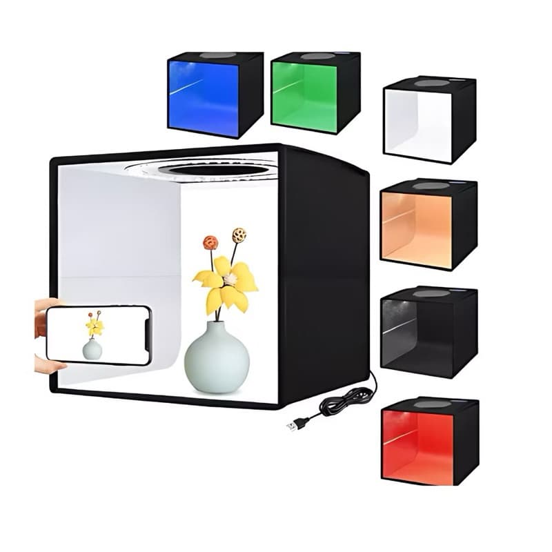Mini Estúdio Softbox Portátil Cabine Fotografica Com Iluminação Luz De Led Usb 40x40