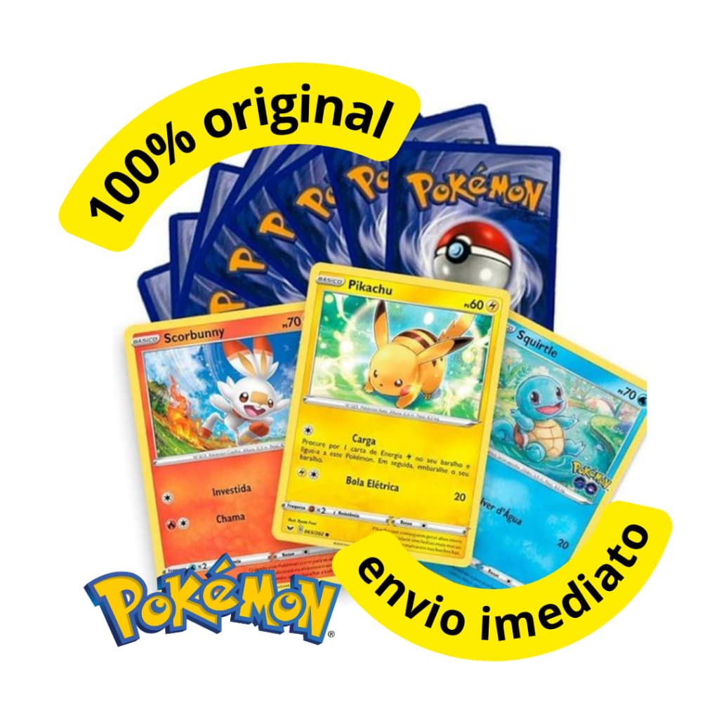 Lote Com 100 Cartas de Pokémon Original Copag Brasil Sem Holográfica