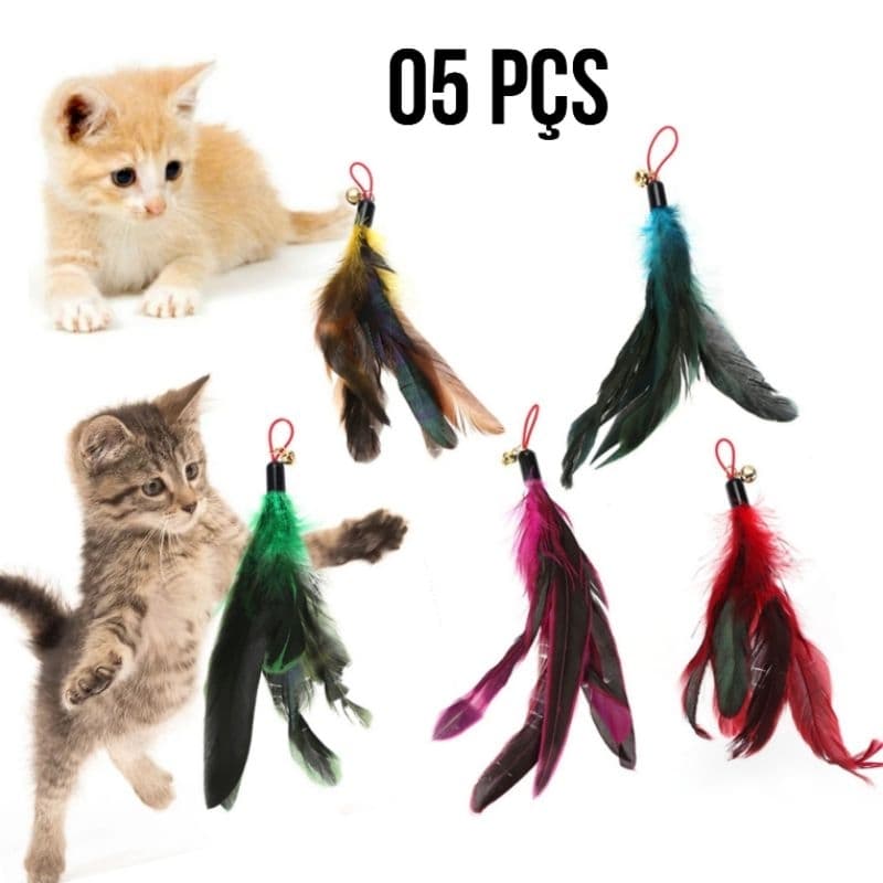 Conjunto 5 pçs Reposição da varinha do Gato - penas coloridas ponta para varinha