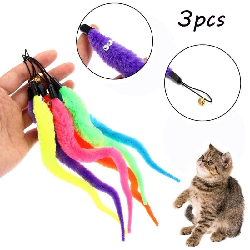 cobrinha divertida para gato 3 pçs minhoca de gato brinquedo reposição para varinha do gato