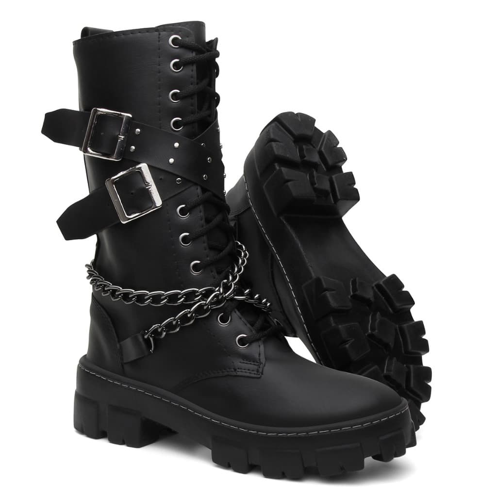 bota  coturno tratorada Corrente Cano Alto Rock