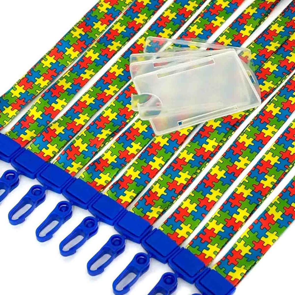 Cordão para Crachá - Autismo c/ Porta Crachá. Com Trava de Segurança